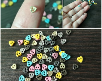4mm Heart Shape  Mini botton with 2 holes for doll clothing, Sewing Craft Doll Clothes Making Sewing Supply 10pcs