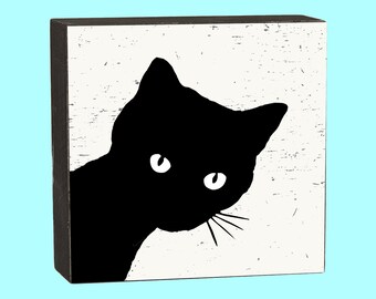 Peeking Cat Box Sign - FREE SHIPPING!!! - 10371