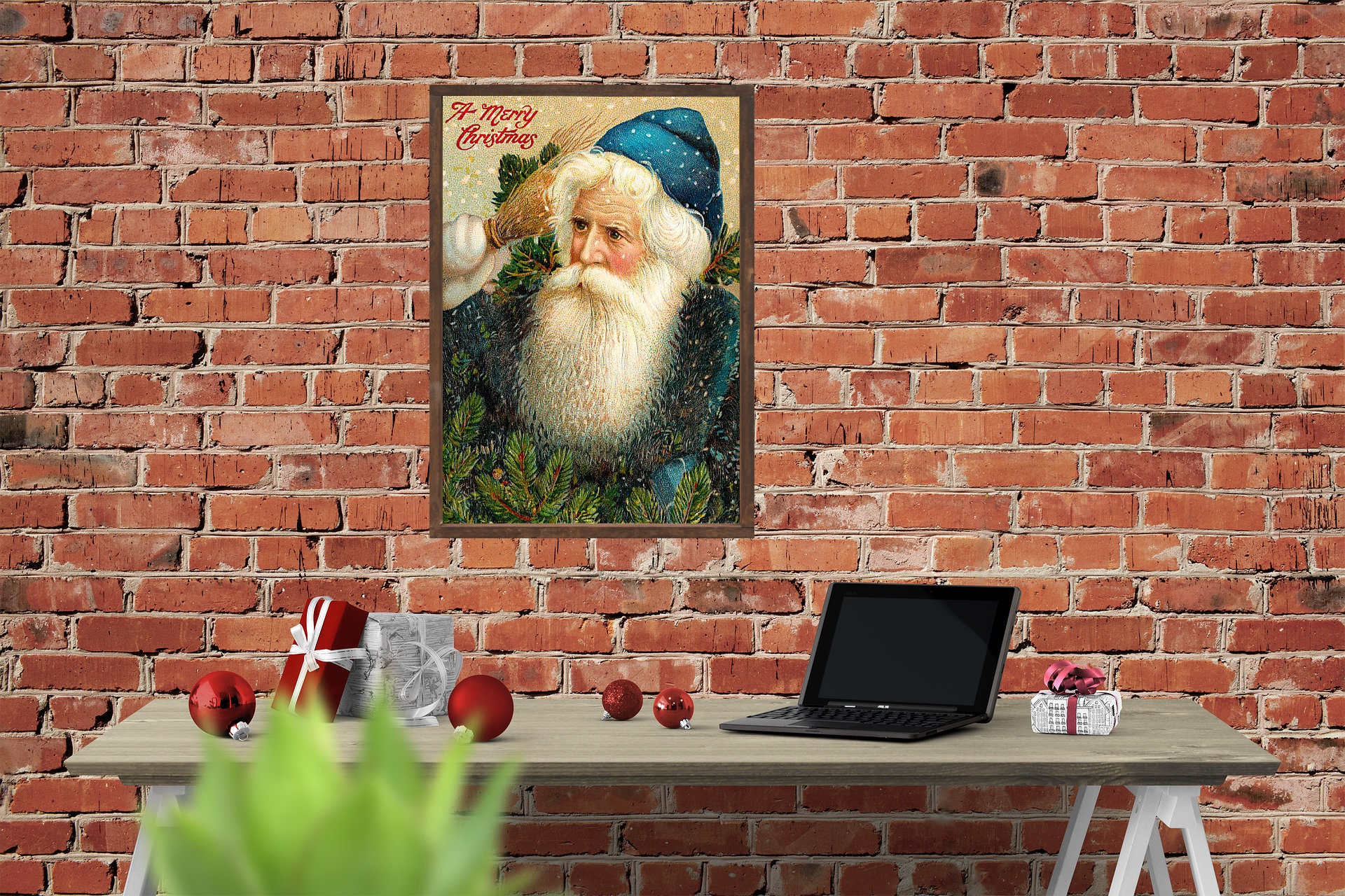 Vintage Blue Santa - Aged and Distressed - FREE SHIPPING - 5346 - Etsy