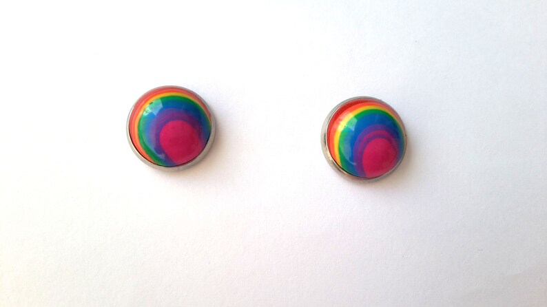 Stud Earrings Polymer Clay Studs Rainbow Earrings Rainbow Studs Polymer Clay Earrings