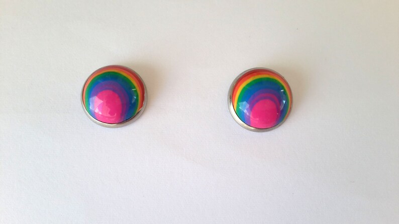 Stud Earrings Polymer Clay Studs Rainbow Earrings Rainbow Studs Polymer Clay Earrings