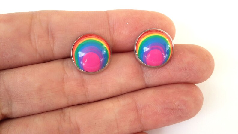 Stud Earrings Polymer Clay Studs Rainbow Earrings Rainbow Studs Polymer Clay Earrings