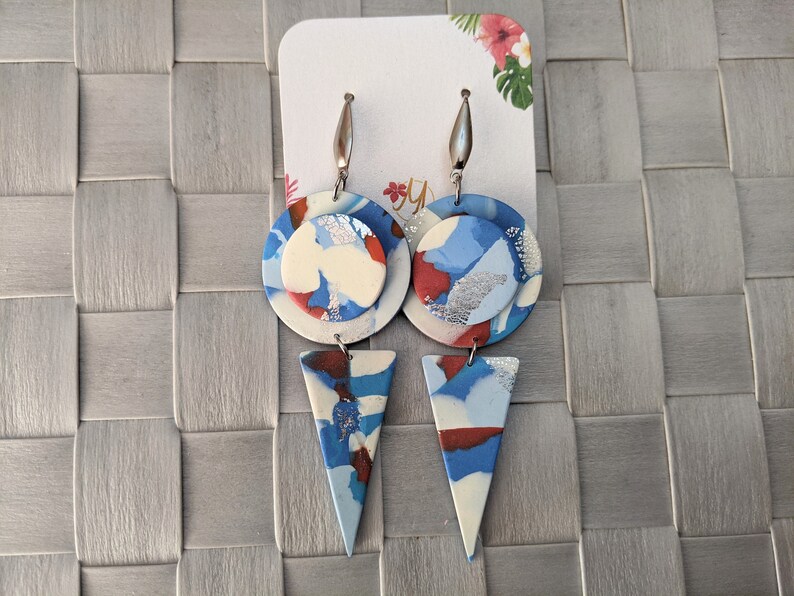 Polymer Clay Earrings Dangle Earring Geometric Earrings Abstract Earrings