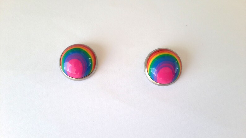 Stud Earrings Polymer Clay Studs Rainbow Earrings Rainbow Studs Polymer Clay Earrings