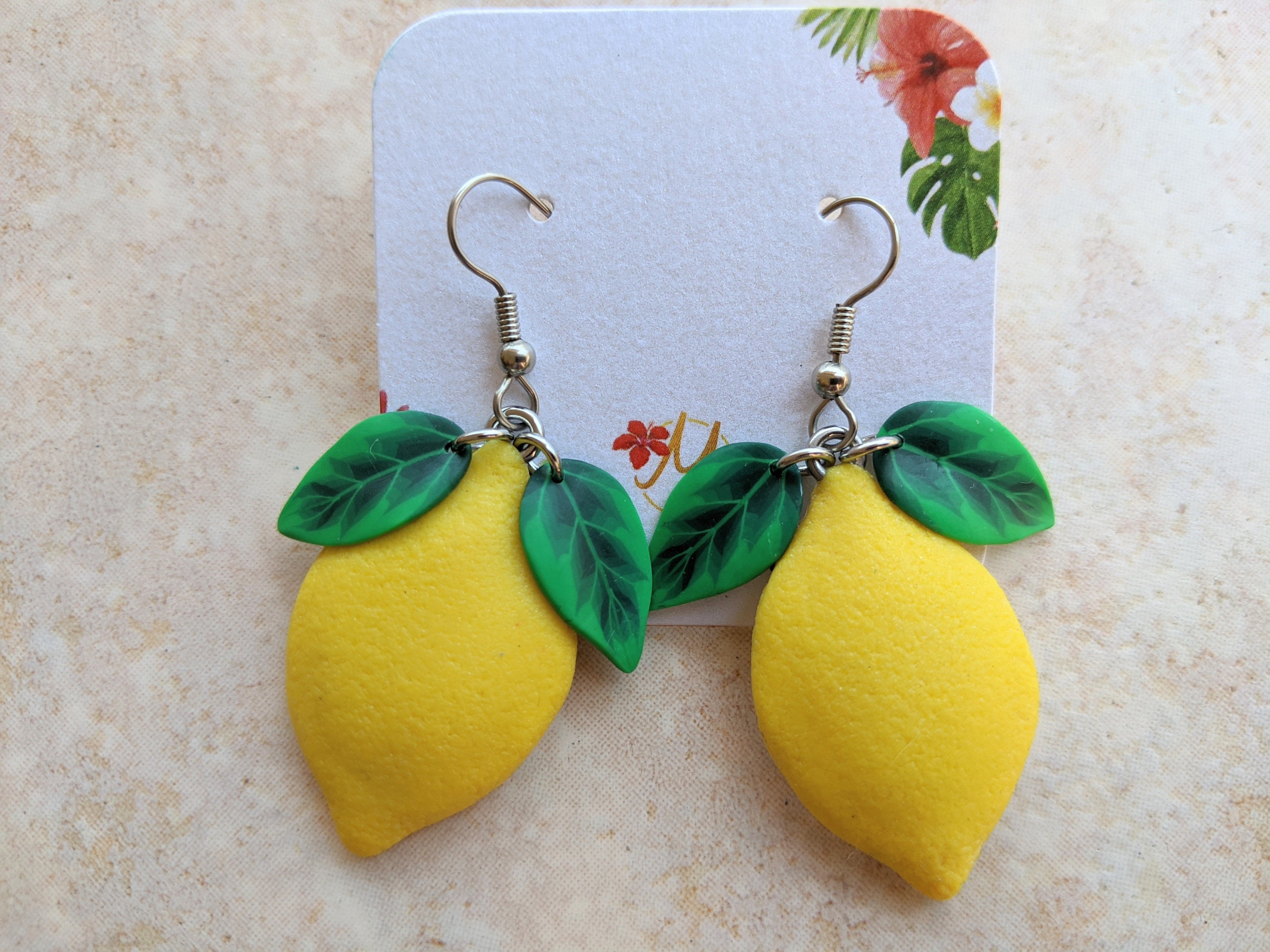 Polymer clay lemon earrings deals