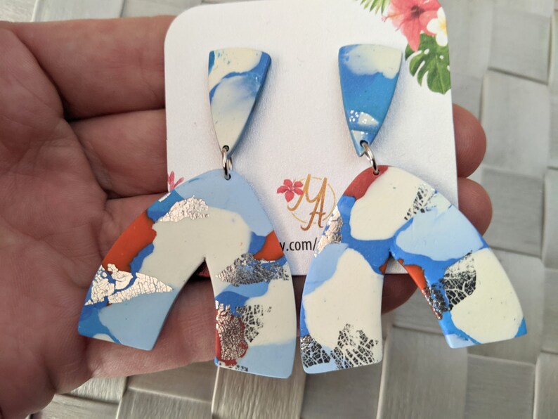 Polymer Clay Earrings Dangle Earring Geometric Earrings Abstract Earrings