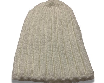 Unisex White Knit Winter Hat