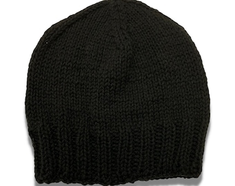 Unisex Knit Black Beanie - Child & Adult Sizes