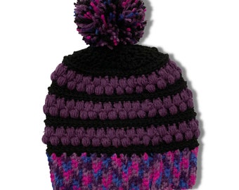 Teen Adult Crochet Winter Pom Pom Hat