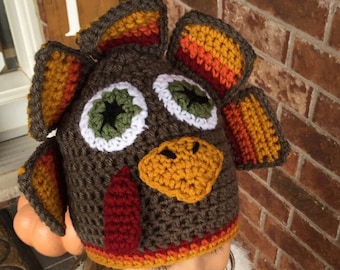 Crochet Turkey Face Hat - Baby, Toddler, Child, Teen & Adult Sizes