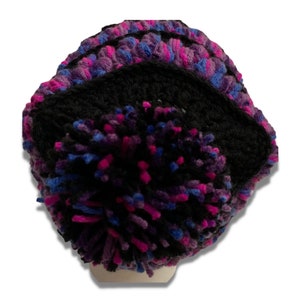 Teen Adult Striped Pom Pom Crochet Hat image 7