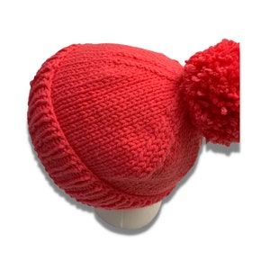 Teen or Adult Pink Knit Pom Pom Winter Hat image 7