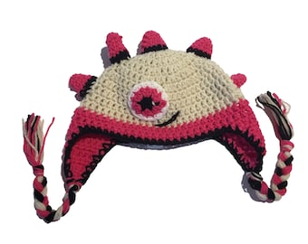 Cynthia The Pink Monster Crochet Hat - Baby, Toddler, Child, Teen & Adult Sizes