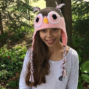 Pink Owl Hat - Crochet Owl Hat - Crochet Animal Hat - Kids Animal Hat - Owl Hat - Pink Crochet Beanie - Hats For Kids - Owl Baby Shower Gift