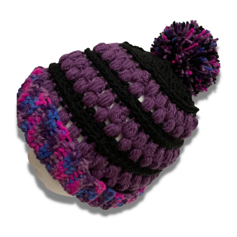 Teen Adult Crochet Winter Pom Pom Hat image 3