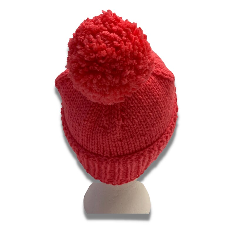 Teen or Adult Pink Knit Pom Pom Winter Hat image 4