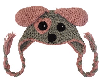 Rosie The Pink Crochet Puppy Hat - Toddler & Child Sizes