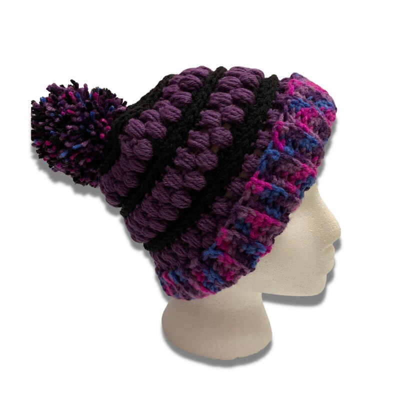 Teen Adult Crochet Winter Pom Pom Hat image 4