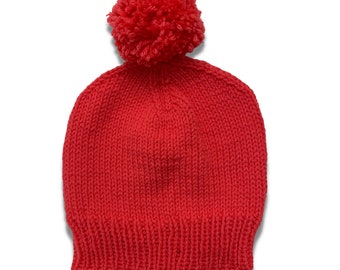 Teen or Adult Pink Knit Pom Pom Winter Hat