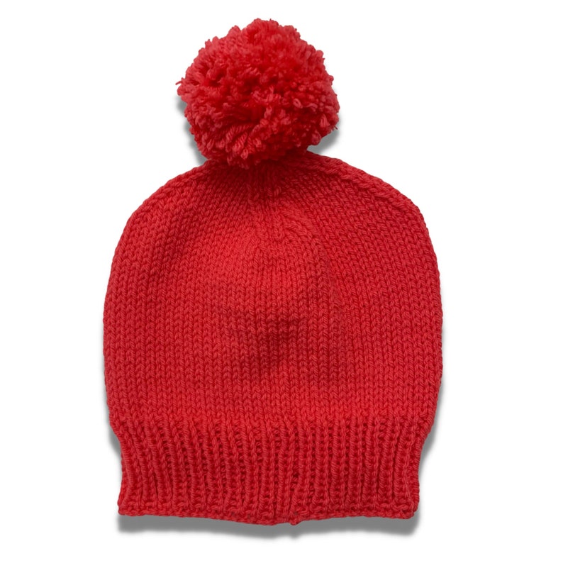 Teen or Adult Pink Knit Pom Pom Winter Hat image 1