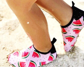 Kids Anti Slip Pool Shoes | Watermelon Print Water Shoes | Quick Dry Beach Shoes | Swimming Lesson Shoes | Poolside Holiday Shoes for Kids