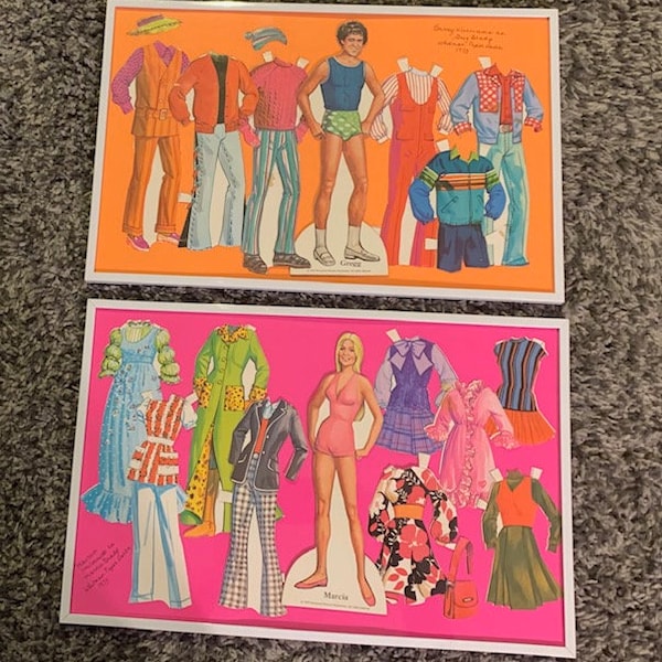 Vintage Greg and Marcia Brady Paper Dolls Collages