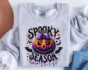 Sudadera de calabaza de temporada espeluznante, camisa de calabaza, camisa de Halloween, sudadera de calabaza linda, regalo de Halloween, camisa de temporada espeluznante, fiesta de Halloween