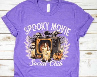 Sudadera Spooky Movie Social Club, camisa de terror de Halloween, suéter de temporada espeluznante, camisa de película de terror, cuello redondo de Halloween, ropa de Halloween