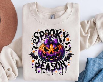 Sudadera de calabaza de temporada espeluznante, camisa de calabaza, camisa de Halloween, sudadera de calabaza linda, regalo de Halloween, camisa de temporada espeluznante, fiesta de Halloween