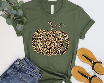Leopard Pumpkin Shirt, Cheetah Pumpkin Shirt,Thanksgiving Shirt, Thankful Shirt,Fall Shirt, Hello Pumpkin,Family Matching Shirt