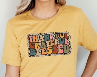 Chemise bénie reconnaissante reconnaissante, chemise automne, chemises pour femme, t-shirt automne pour femme, t-shirt femme, chemise automne, chemise religieuse, chemise Jésus,