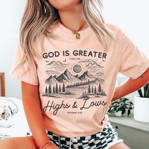 Gott ist größer als die Höhen und die Tiefen Shirt, religiöses Shirt, christliches T-Shirt, Bibel-Vers-Shirt, Glaube-Shirt, Jesus-Shirt, Vintage-T-Shirt