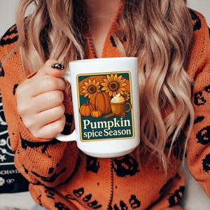 Vintage Pumpkin Spice Season Coffee Mug,Fall Pumpkin Cottage Core Mug,Sunflower Coffee Cup,Autumn Gift,Fall Floral Mug,Floral Gift For Her