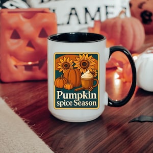 Vintage Pumpkin Spice Season Coffee Mug,Fall Pumpkin Cottage Core Mug,Sunflower Coffee Cup,Autumn Gift,Fall Floral Mug,Floral Gift For Her