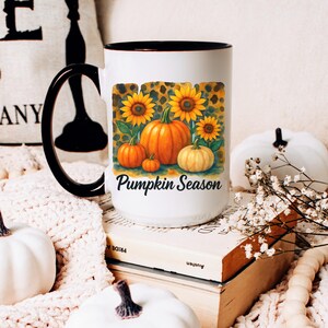 Vintage Pumpkin Season Coffee Mug, Fall Pumpkin Cottage Core Mug, Sunflower Coffee Cup, Autumn Gift, Fall Floral Mug, Floral Gift For Her