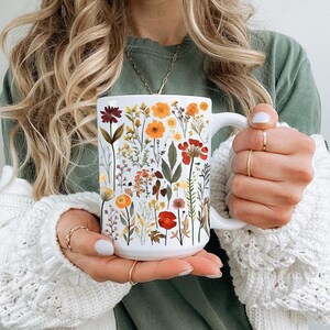 Boho Wildflowers Cottagecore Coffee Mug, Pressed Flowers Mug, Pastel ...