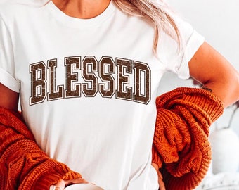 Chemise religieuse bénie, chemise automne, chemises pour femme, t-shirt automne, t-shirt femme, chemise automne, chemise religieuse, chemise Jésus, vêtements d'automne pour femme