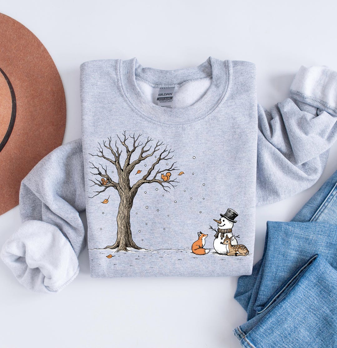 Vintage Christmas Snowman Sweatshirt, Christmas Let It Snow 