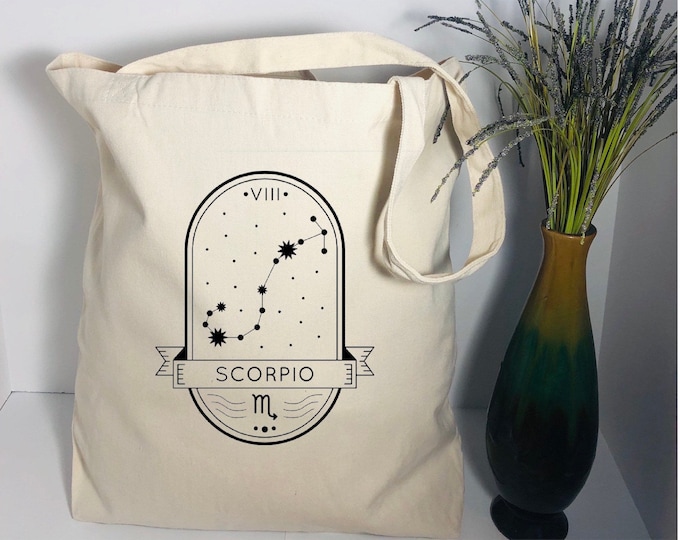 Astrological gifts canvas tote bag, horoscope print, astrology gifts for best friends and unique Christmas gifts