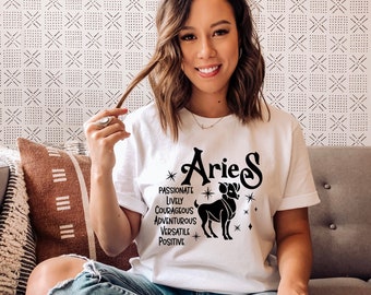 Camisa del zodiaco Aries. camisa del zodiaco, camisa de astrología, camisa del horóscopo, regalos de cumpleaños, camisa de cumpleaños, regalo de astrología, regalo del zodiaco, camisa de Aries