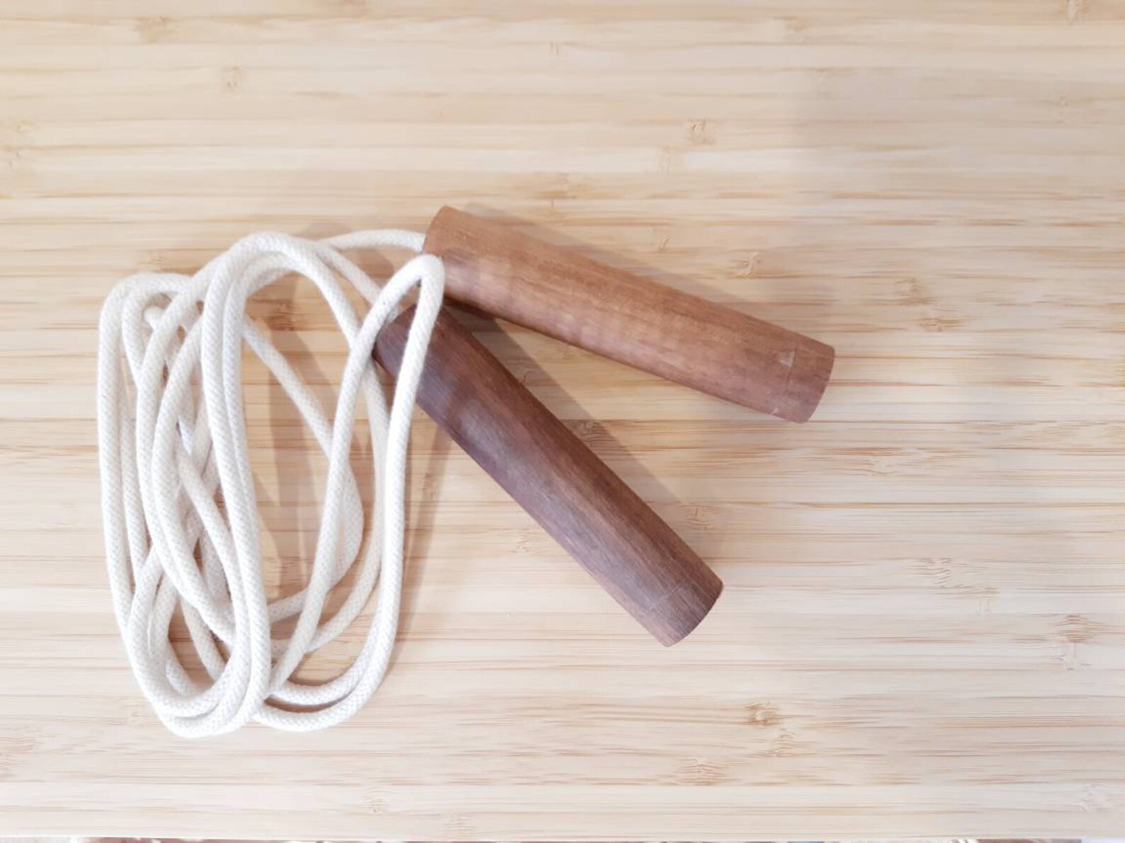Jump Rope Skipping Rope With Wooden Handles and Cotton Rope | Etsy
