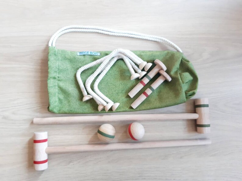 Kids Croquet Game Wooden Croquet Set Toy Kids Outdoor Etsy