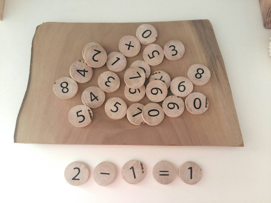 Wooden Number Discs Montessori Numbers Waldorf Math | Etsy