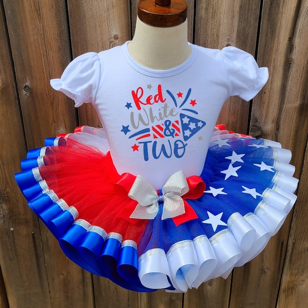 Red White and Two Birthday Girl Tutu Dress Set