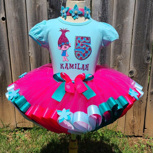 Pink Troll Personalized Birthday Tutu Dress Set