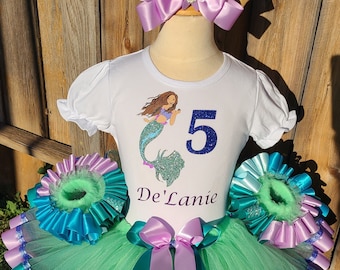 Little Mermaid Inspired Custom Birthday Tutu Outfit