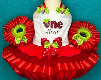 Strawberry Personalized Birthday Tutu Outfit Dress Set