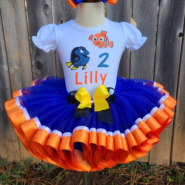 Ensemble de robe d'anniversaire personnalisée poisson-clown tutu