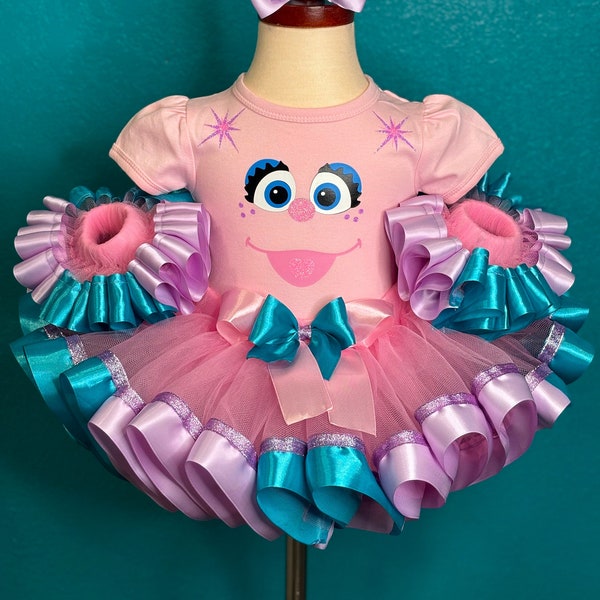 Birthday Girl Tutu Costume, Party Dress with Lavender Sparkle Ribbon