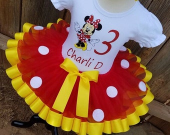 Mouse Girl Personalized Polka Dot Birthday Tutu Dress Set